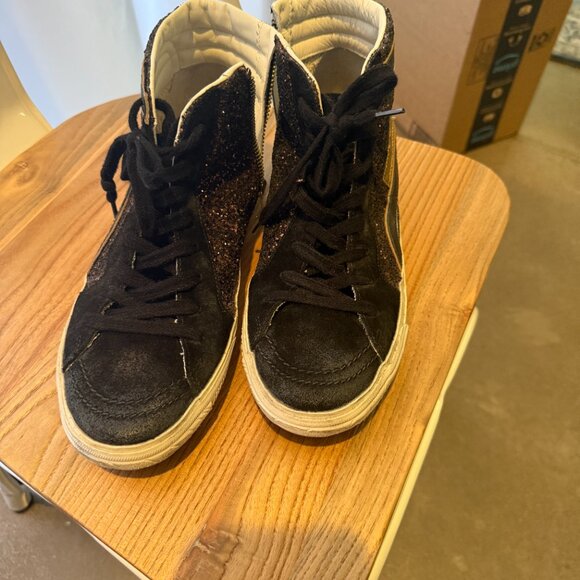 Slide in brown glitter with black leather star and flash - Picture 10 of 15